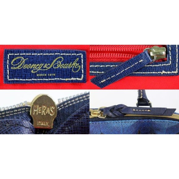 Like New-Sp.Ed. Dooney & Bourke Blue Chevron Leather Dome Satchel - Picture 5 of 6